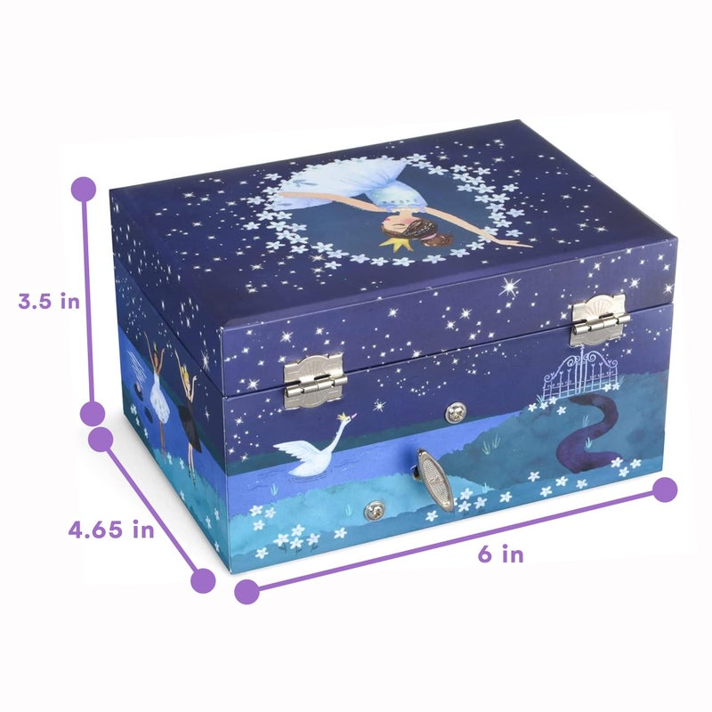 Jewelkeeper Girl's Musical Jewelry Storage Box with Spinning Ballerina, Glitter Design, Swan Lake Tune - Image 3